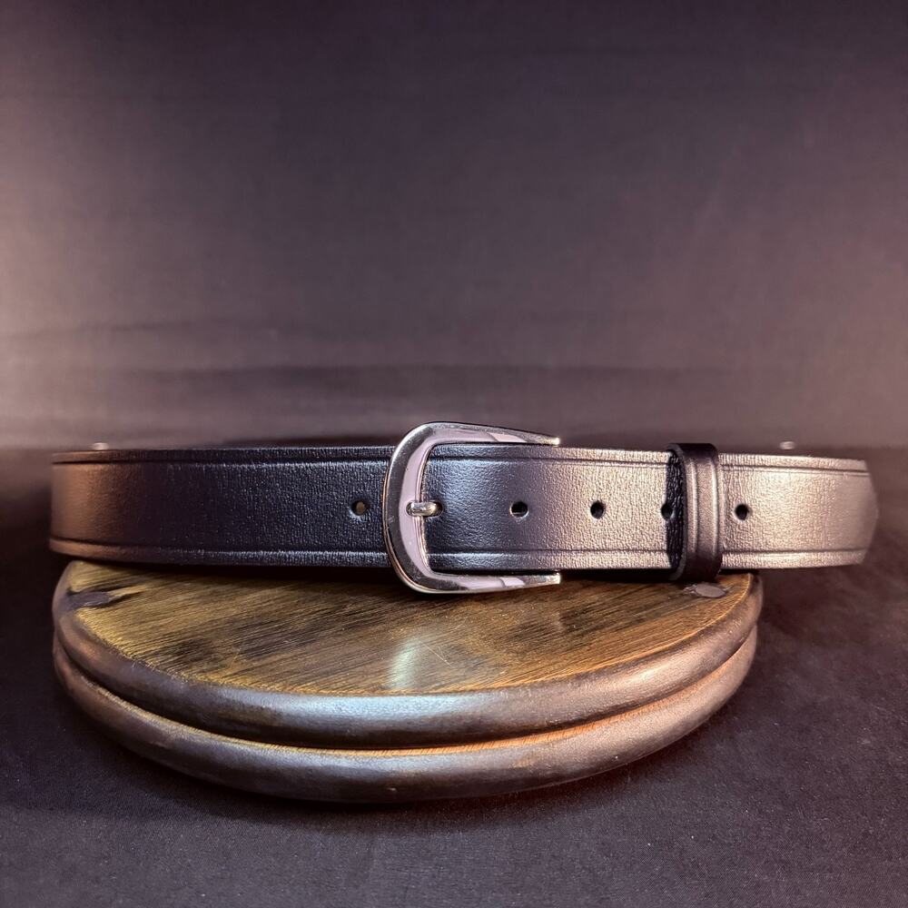 Premier Garrison Leather Pants Belt Size 34" Plain Black Chrome Nickel PL1511TC